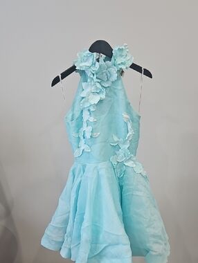 Zimmermann Baby Blue Floral Halter Dress